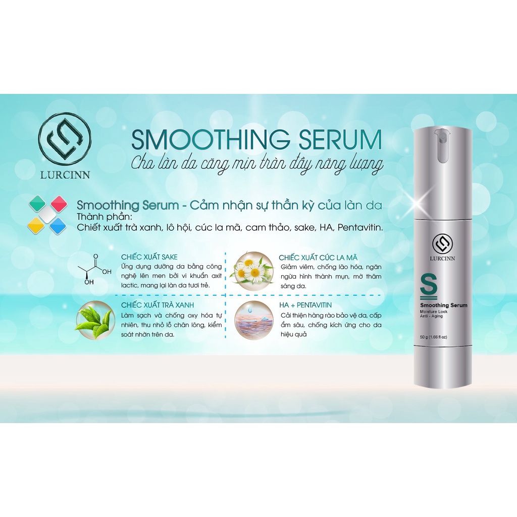 Nước Thần Khóa Ẩm Sâu 75h Lurcinn Smoothing Serum 50ml Dưỡng Ẩm, Khóa Ẩm, Cân Bằng PH Cho Da_thumbnail_1