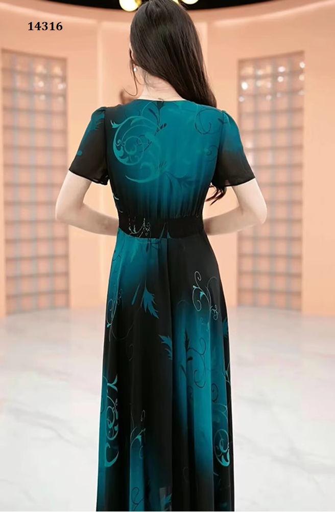 14316-Đầm voan cổ tim màu xanh cổ  vịt (voan,lót)_thumbnail_2