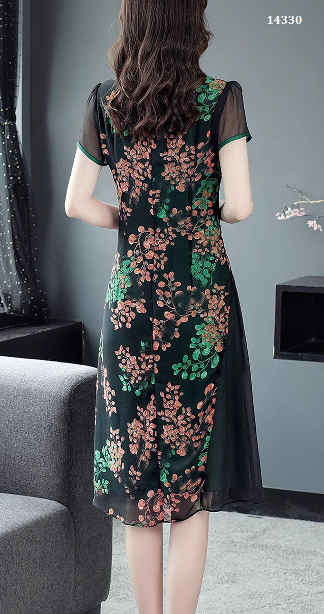 14330-Đầm suông A cổ tàu thêu hoa  ( voan lưới thêu,lót)_thumbnail_2