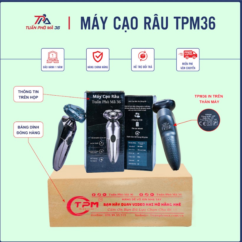 Máy Cạo Râu Bản Nâng Cấp 3in1 LED Tuấn Phò Mã 36