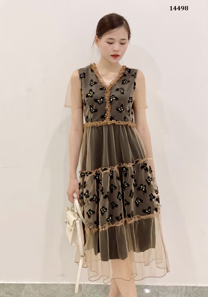 14498-Đầm voan xòe họa tiết bướm  3D (voan lưới, lót thun)_thumbnail_0