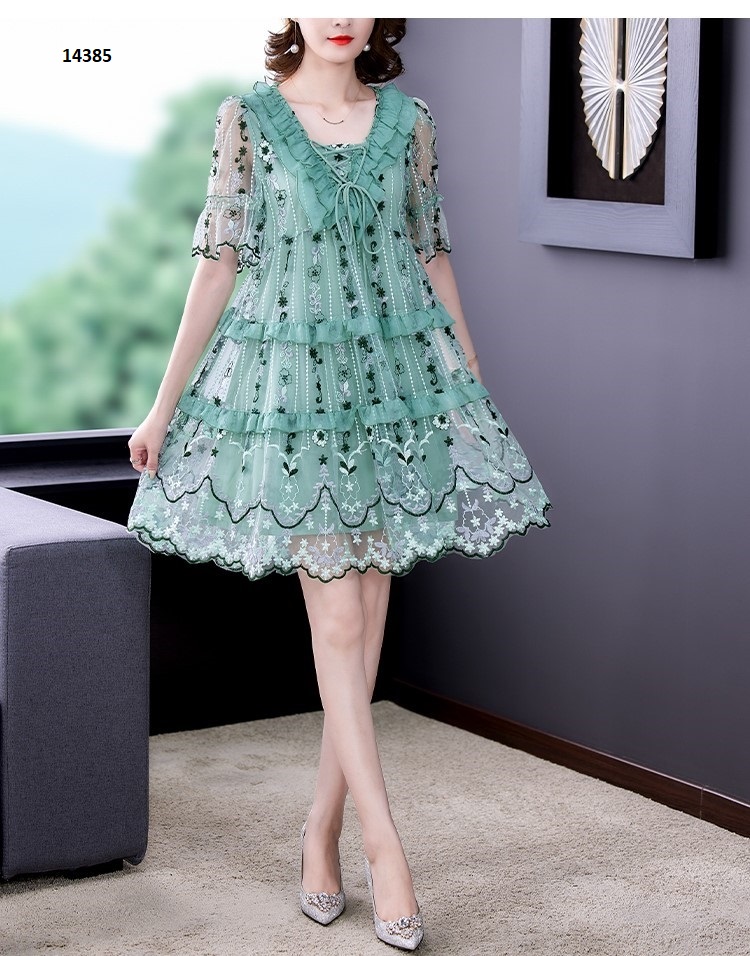 14385-Đầm oversize ren thêu hoa nhí, cổ bèo nơ _thumbnail_7