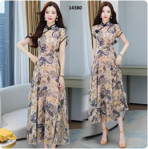 14380-Đầm xòe dài cổ tàu viền đen _thumbnail_0