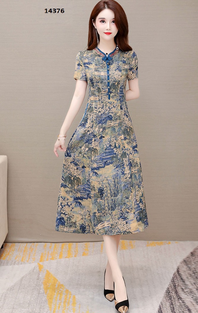 14376-Đầm xòe cổ tàu đính nút_thumbnail_1