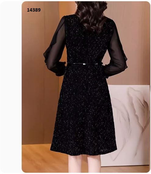 14389-Đầm xòe kim tuyến phối tay voan _thumbnail_2