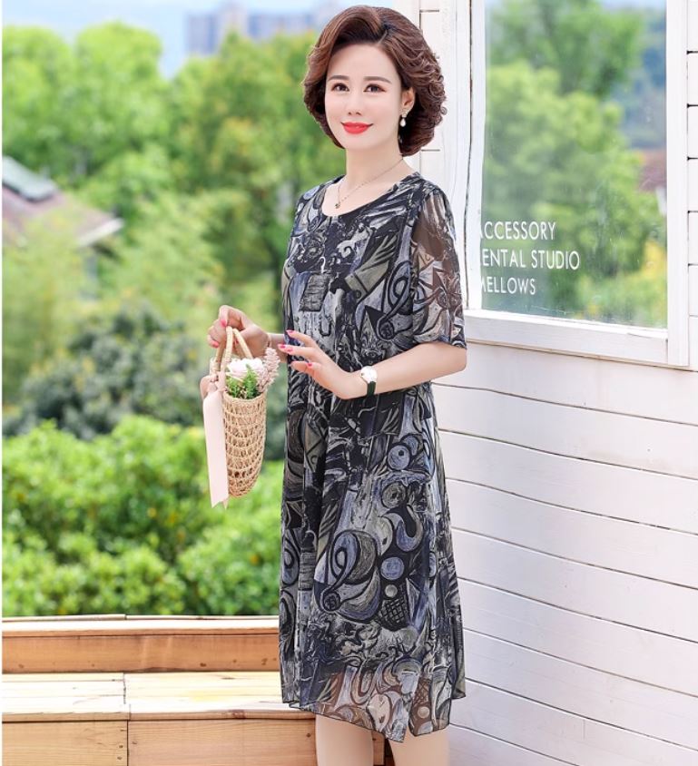 14395-Đầm suông quý bà họa tiết hoa mẫu đơn (voan + lót)_thumbnail_6