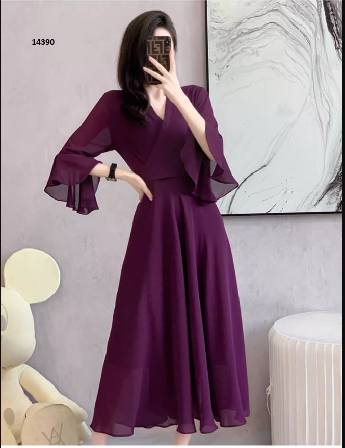 14390-Đầm xòe tím đắp chéo kiểu tay loe (voan+lót)_thumbnail_2