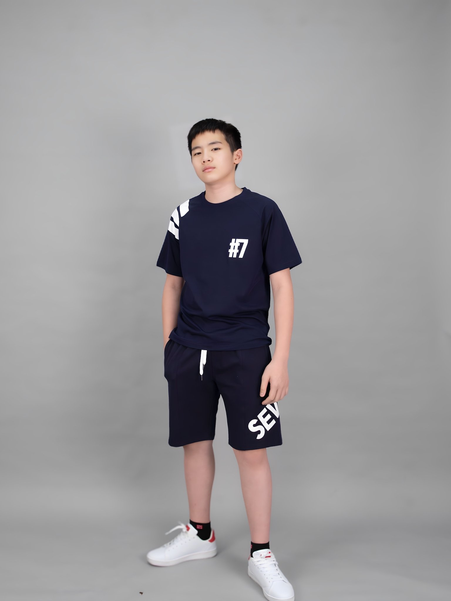 Áo phông navy tay phối trắng #7_thumbnail_0