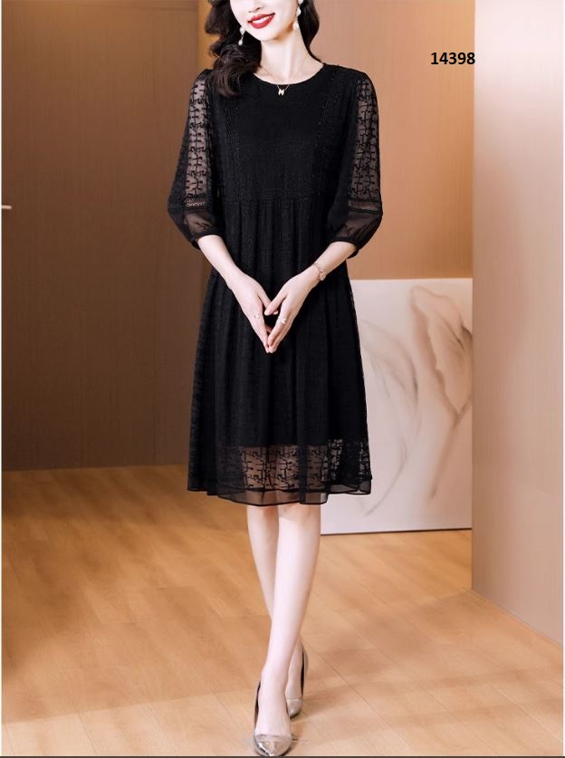 14398-Đầm suông ren đen tay lỡ (ren+ lót thun) _thumbnail_5