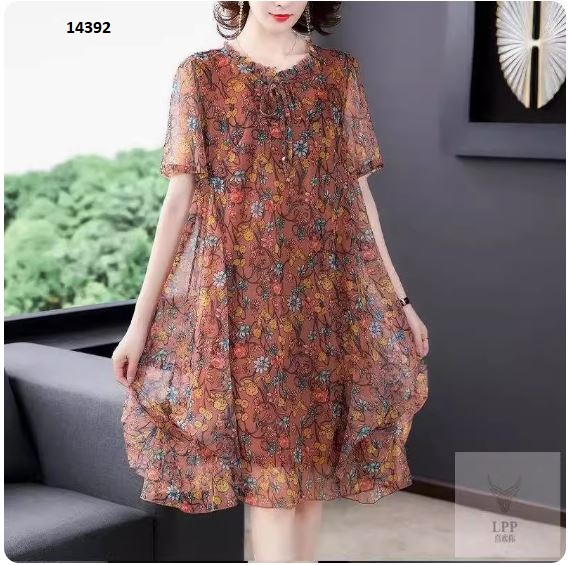 14392-Đầm oversize tay ngắn vạt váy cách điệu (voan + lót) _thumbnail_1