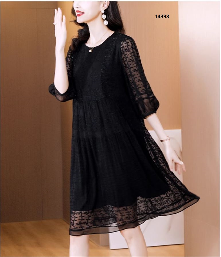 14398-Đầm suông ren đen tay lỡ (ren+ lót thun) _thumbnail_3