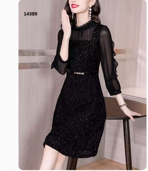 14389-Đầm xòe kim tuyến phối tay voan _thumbnail_5