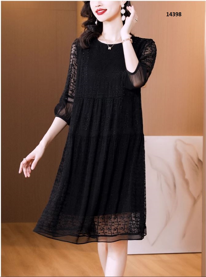 14398-Đầm suông ren đen tay lỡ (ren+ lót thun) _thumbnail_4
