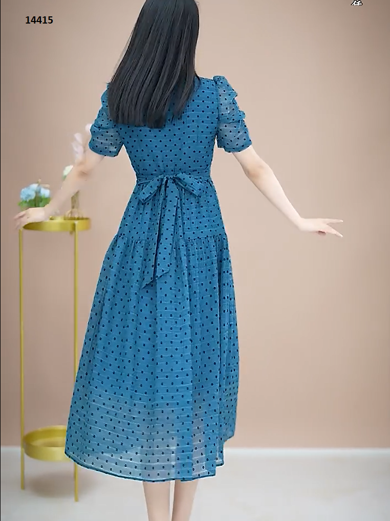 14415-Đầm xòe xanh dương đậm phối bi đen tay dúng_thumbnail_2
