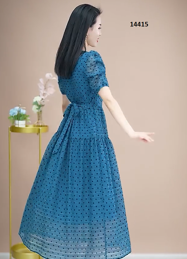 14415-Đầm xòe xanh dương đậm phối bi đen tay dúng_thumbnail_0