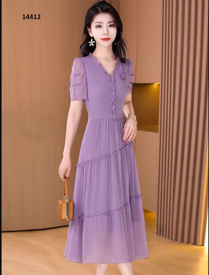 14412-Đầm xòe tím phối bèo tầng gắn hoa ngực (voan,lót) _thumbnail_2