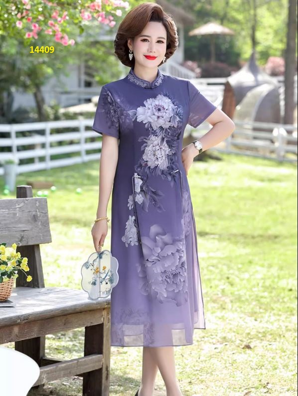 14409-Đầm suông xẻ tà họa tiết hoa mẫu đơn (voan + lót)_thumbnail_5