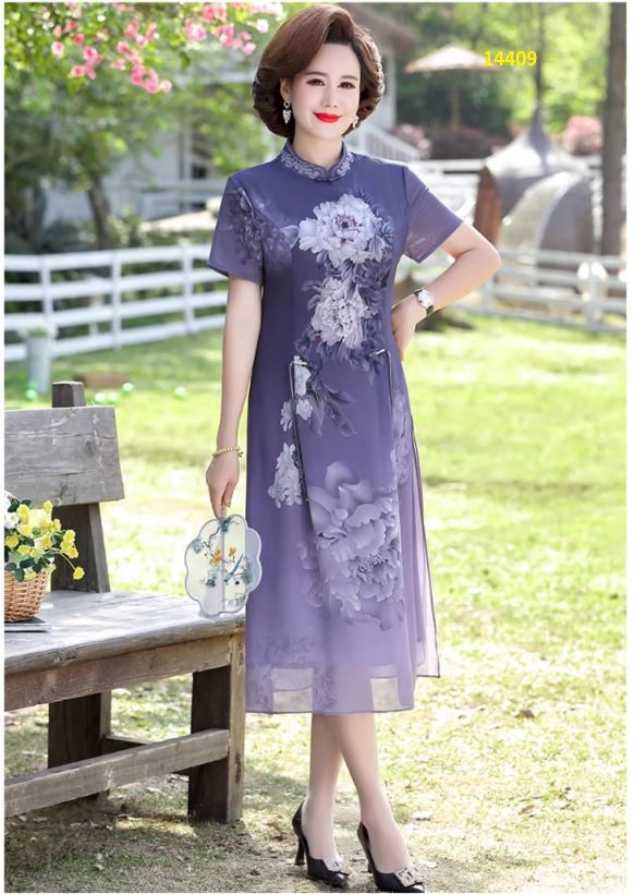 14409-Đầm suông xẻ tà họa tiết hoa mẫu đơn (voan + lót)_thumbnail_3