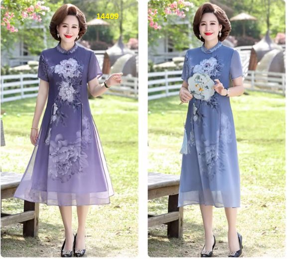 14409-Đầm suông xẻ tà họa tiết hoa mẫu đơn (voan + lót)_thumbnail_4