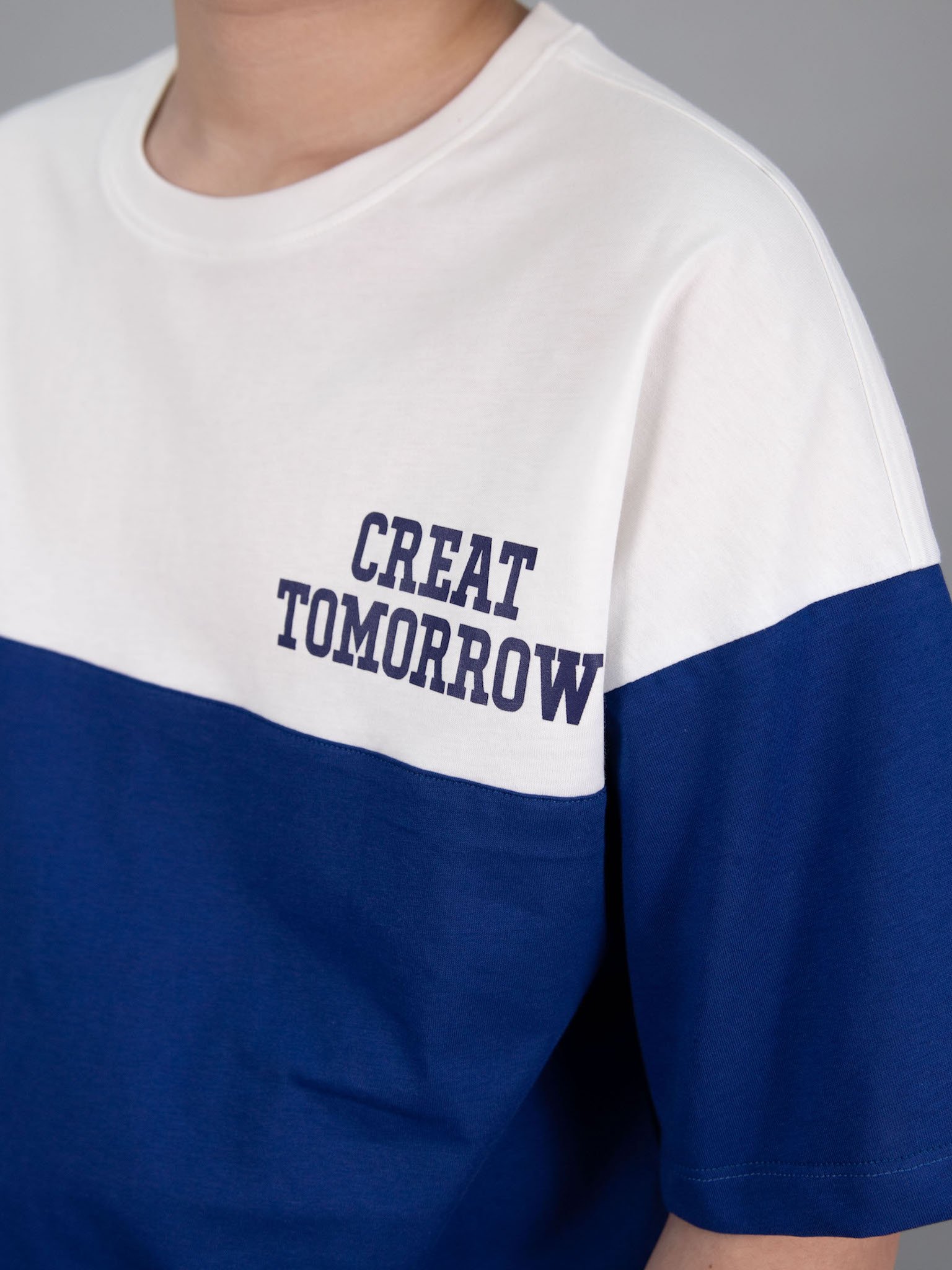 Áo phông dáng rộng coban phối trắng Create_thumbnail_3