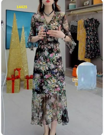 14425-Đầm voan đuôi cá phối tay lỡ (voan+thun) _thumbnail_1