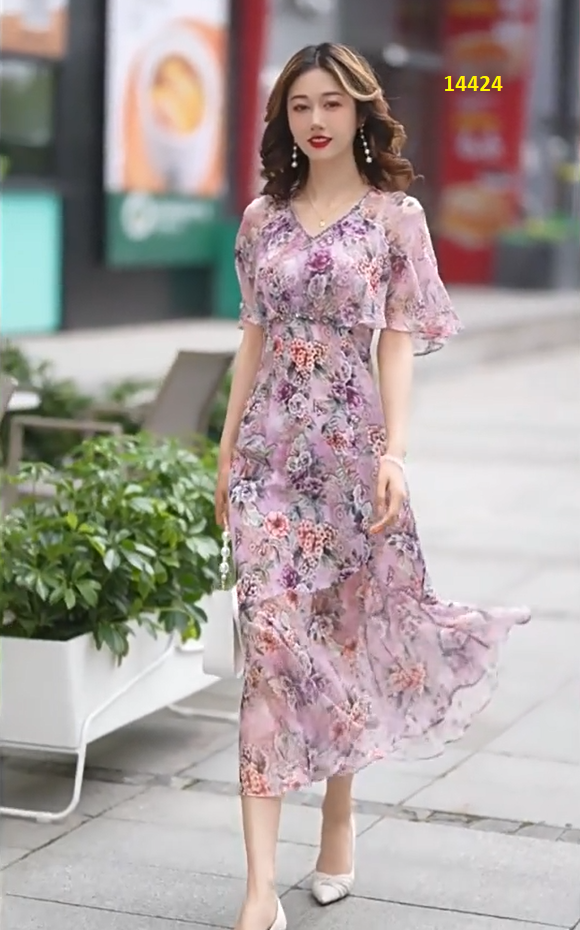 14424-Đầm voan hoa đuôi cá tay cánh tiên (voan+thun) _thumbnail_1