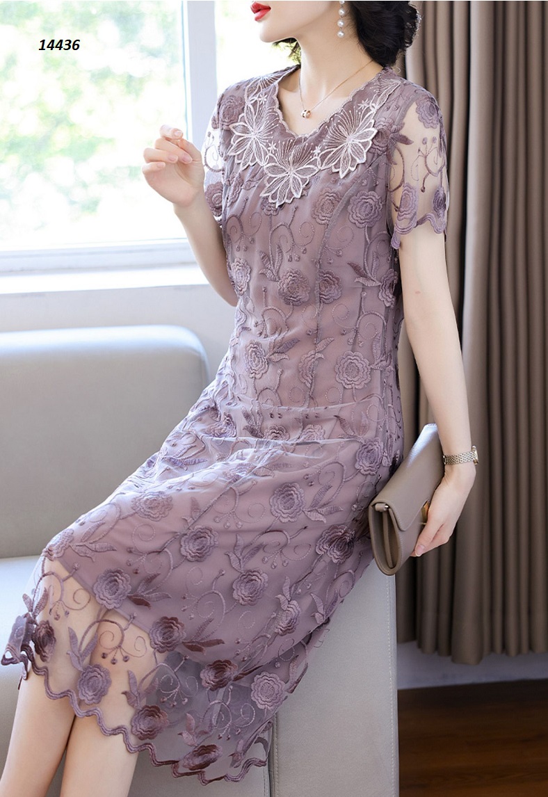 14436-Đầm ren suông dự tiệc cao cấp phối viền cổ hoa cắt lazer_thumbnail_2