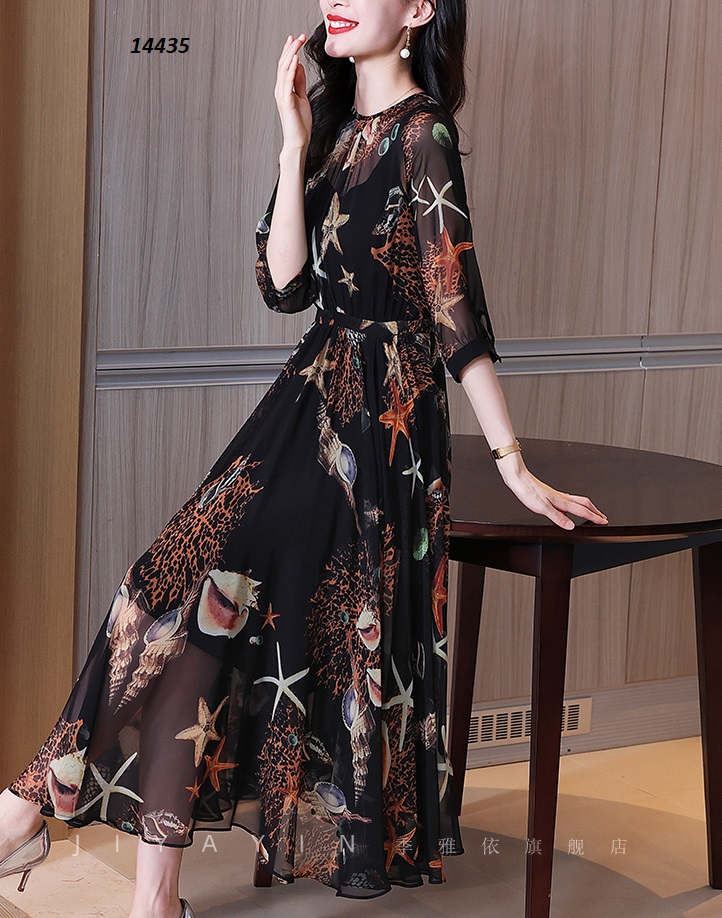 14435-Đầm voan xòe cổ tròn họa tiết sao biển_thumbnail_0