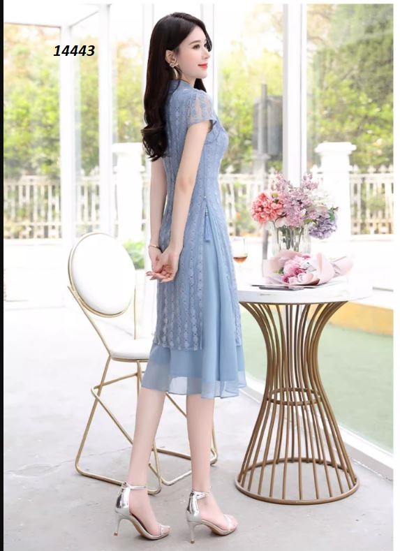 14443-Đầm ren giả kiểu áo dài, váy voan _thumbnail_1