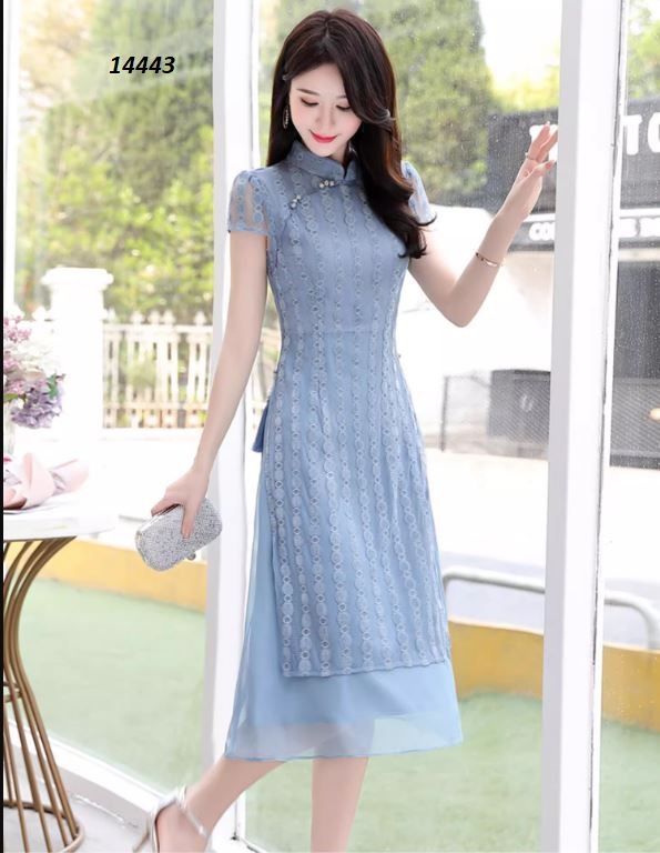 14443-Đầm ren giả kiểu áo dài, váy voan _thumbnail_2