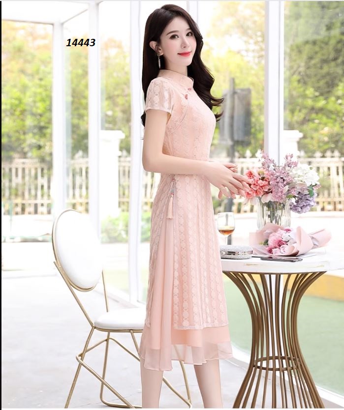 14443-Đầm ren giả kiểu áo dài, váy voan _thumbnail_3