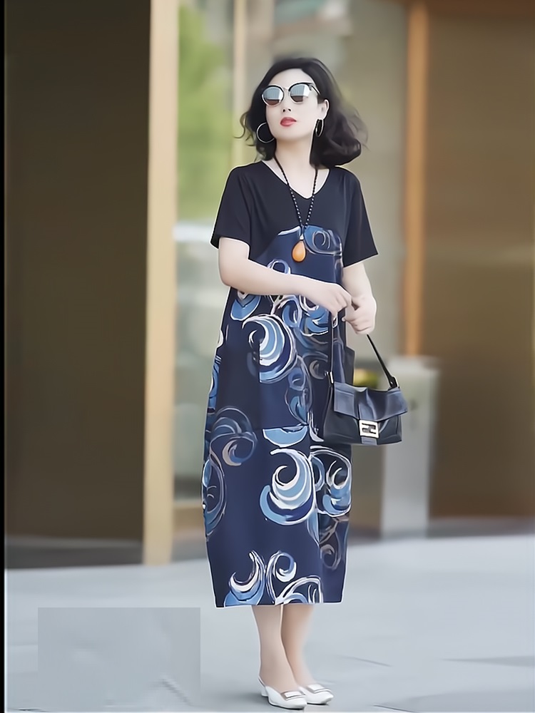 14445-Đầm suông trung niên họa tiết gợn sóng_thumbnail_0