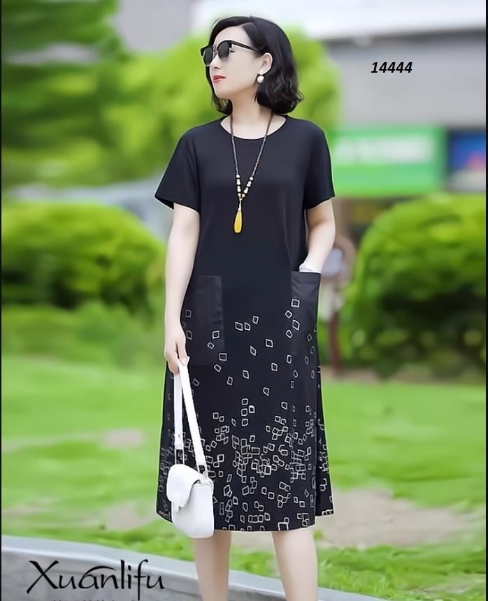 14444-Đầm suông phối túi ô vuông thanh lịch _thumbnail_3