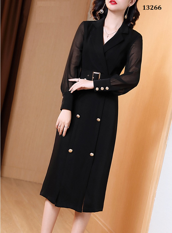 13266-Đầm suông tay voan cổ đắp chéo kết nút kèm nịt_thumbnail_3