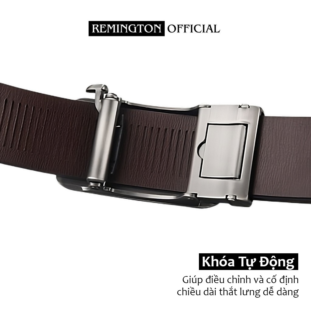 Thắt lưng nam da bò thật Remington Emery khóa tự động cao cấp fullbox, thiết kế tinh tế, bảo hành 12 tháng_thumbnail_4
