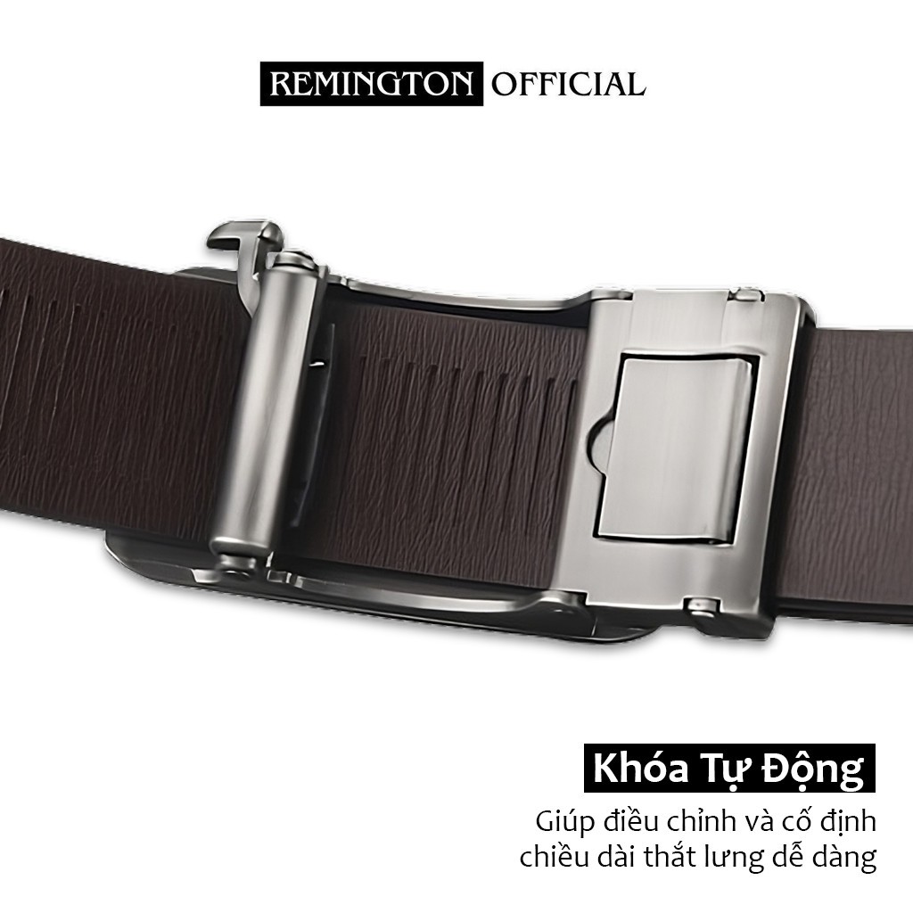 Thắt lưng nam da bò thật Remington Dominic khóa tự động cao cấp fullbox, thiết kế tinh tế, bảo hành 12 tháng_thumbnail_4