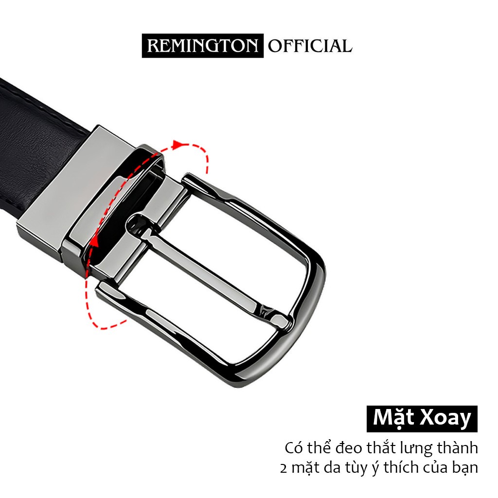 Thắt lưng nam da thật Remington Tyson khóa xoay hai chiều cao cấp fullbox, thiết kế tinh tế, bảo hành 12 tháng_thumbnail_6