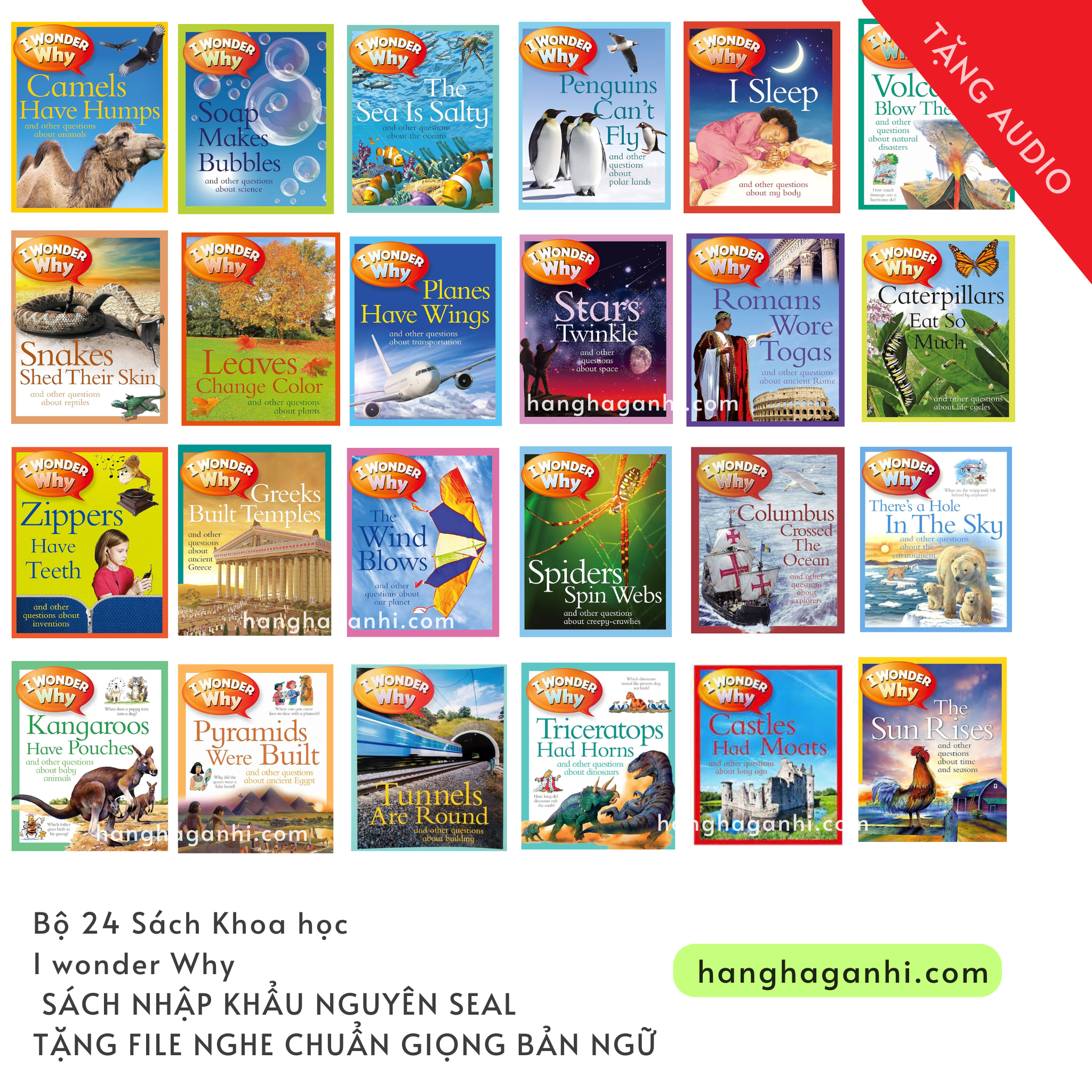 I wonder why, Bộ 24 cuốn Sách Khoa học cho bé nhập khẩu nguyên seal kèm file nghe giọng bản ngữ
