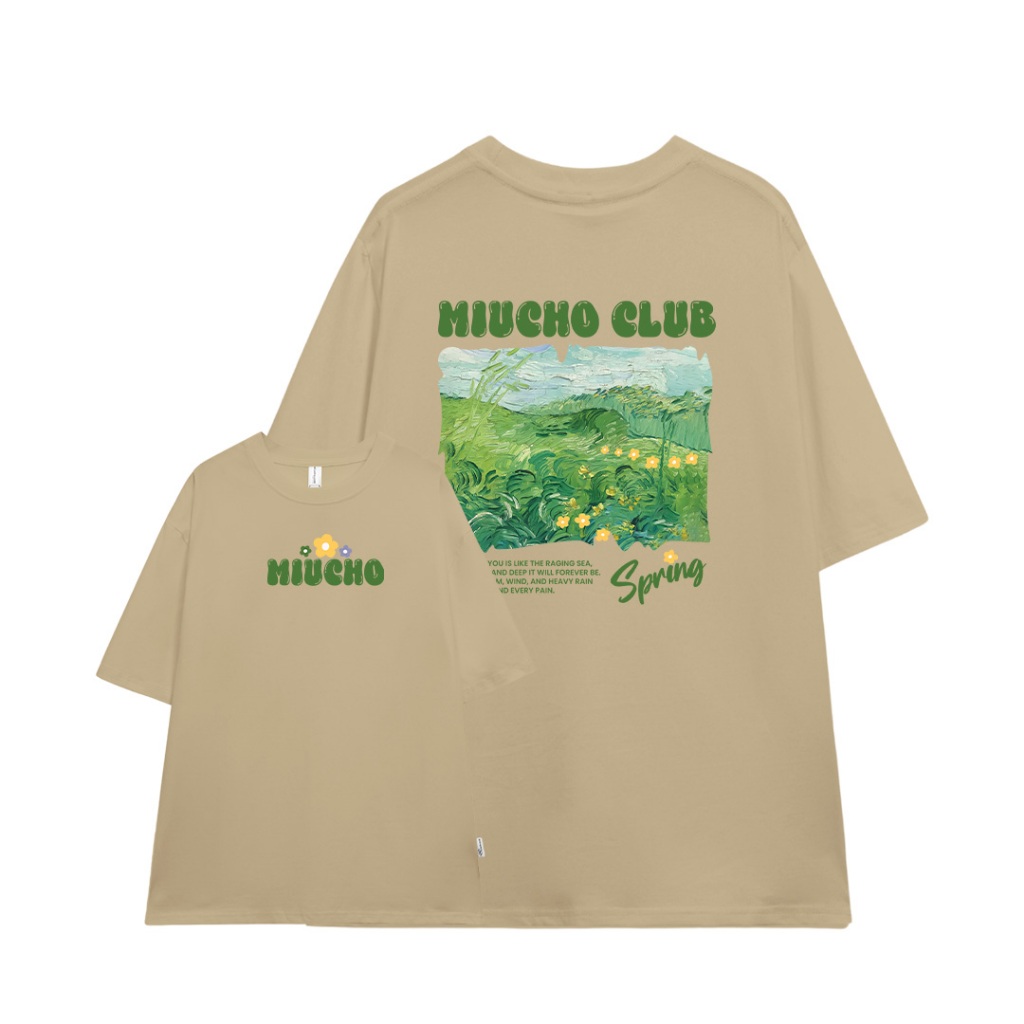 Áo thun unisex local brand form rộng ATD713 Miucho cotton cổ tròn in mix