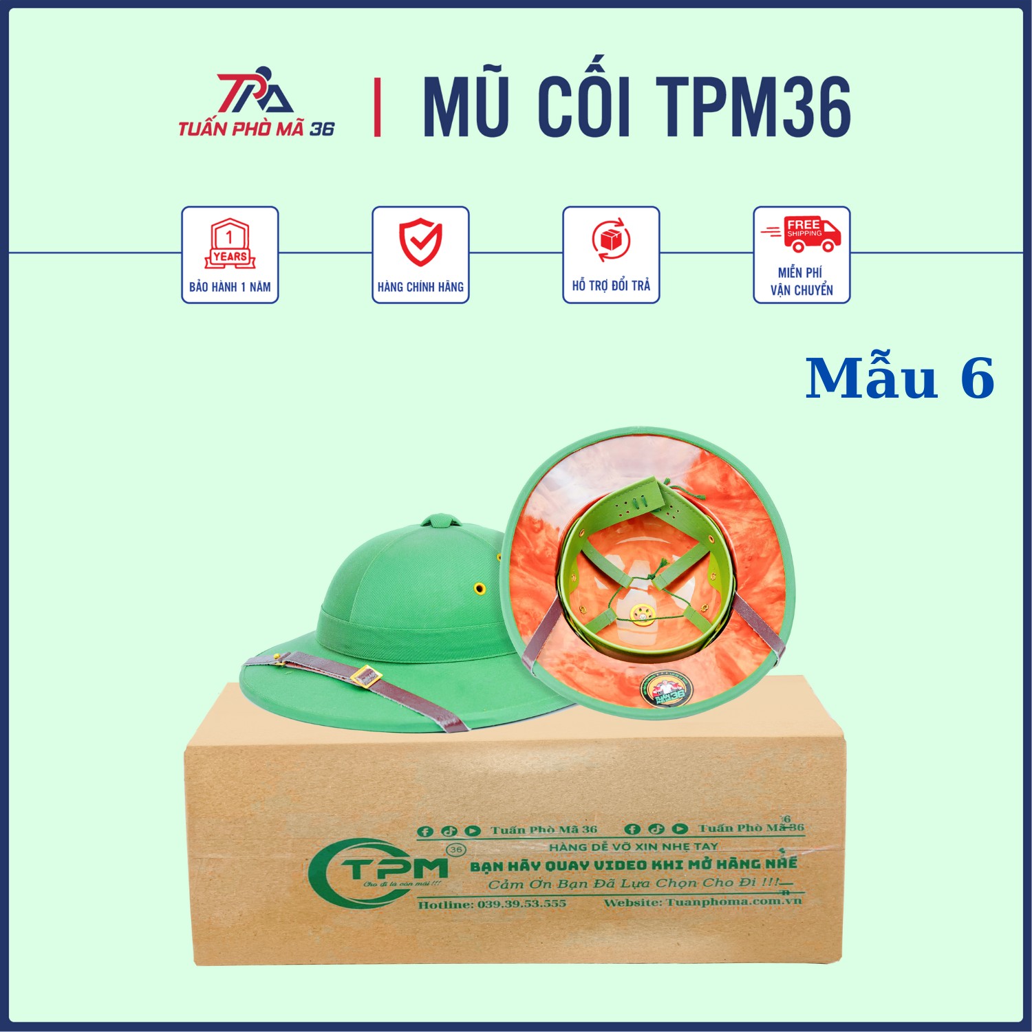 Mũ Cối Bác Hồ Xanh Tuấn Phò Mã 36