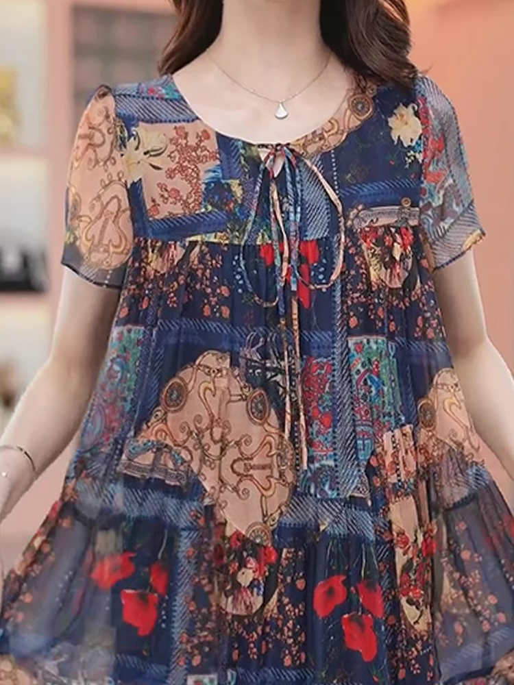 14344-Đầm suông họa tiết đen nâu (voan lót thun )_thumbnail_3