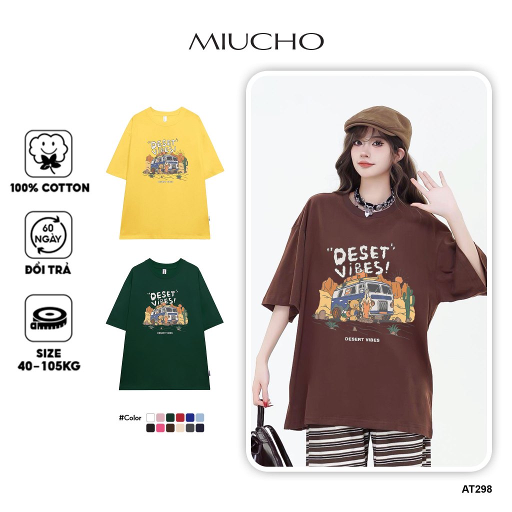 Áo thun nữ tay lỡ form rộng đẹp chất vải cotton mềm mại local brand Miucho AT298 in graphic