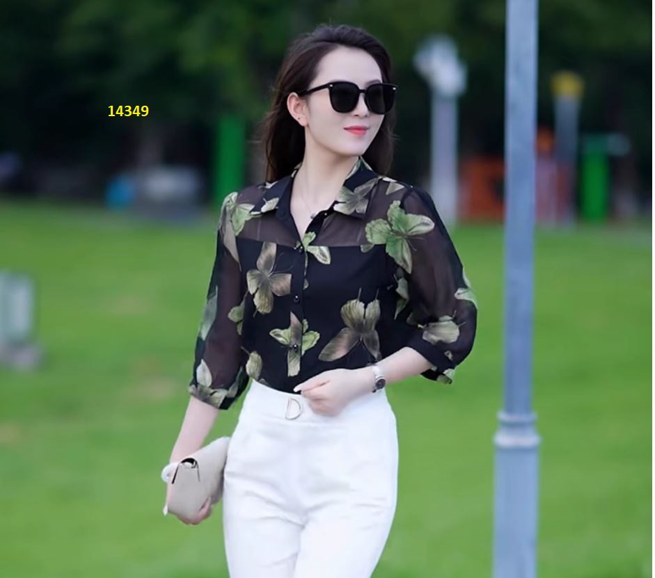 14349-Áo sơ mi voan đen họa tiết hoa xanh_thumbnail_1