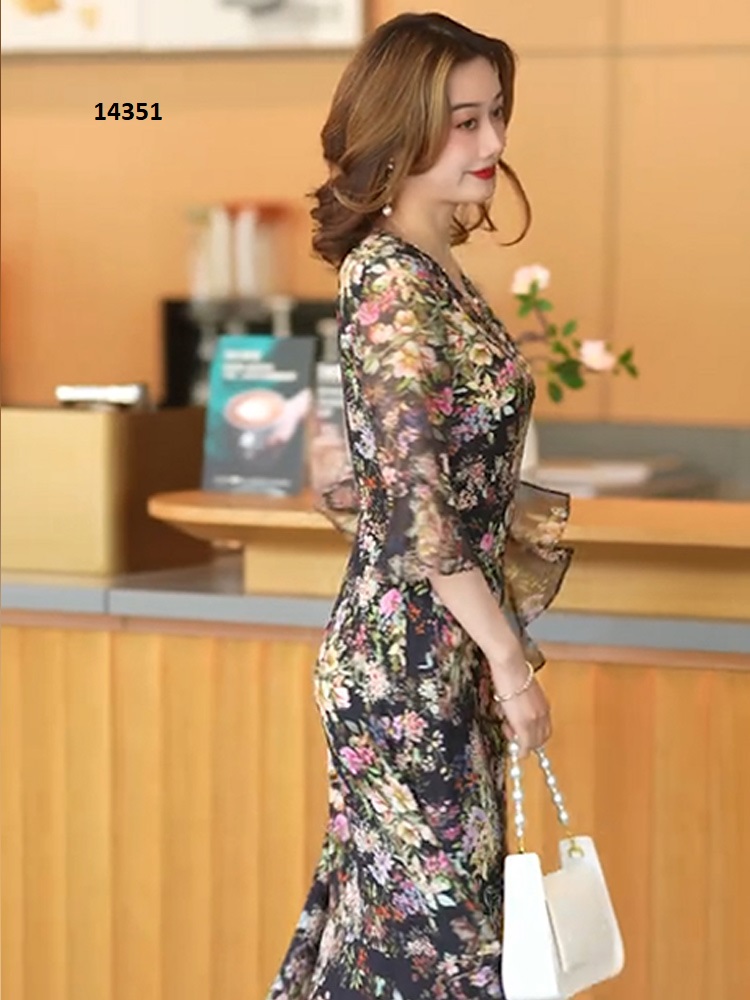 14351-Đầm voan xòe tay loe họa tiết hoa _thumbnail_0