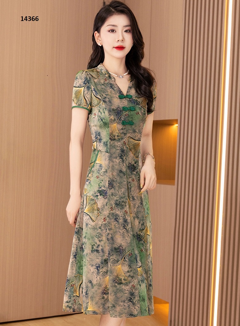14366-Đầm form chữ A họa tiết rẻ quạt _thumbnail_0