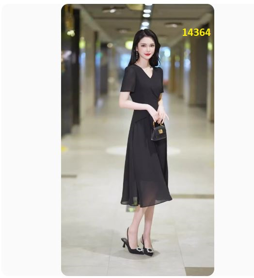 14364-Đầm voan xòe phối dập ly eo cách điệu _thumbnail_0