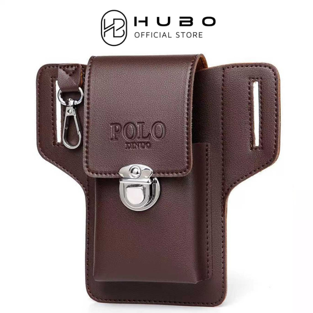 HUBO Men's Belt Leather Case Vertical Multifunctional Portable Phone Waistpack Card Bag Can Be Keyed Pu Leather Gift_thumbnail_1