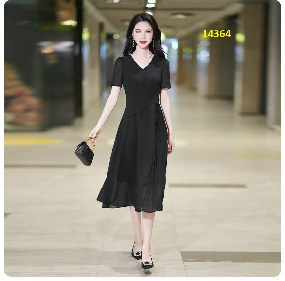 14364-Đầm voan xòe phối dập ly eo cách điệu _thumbnail_3