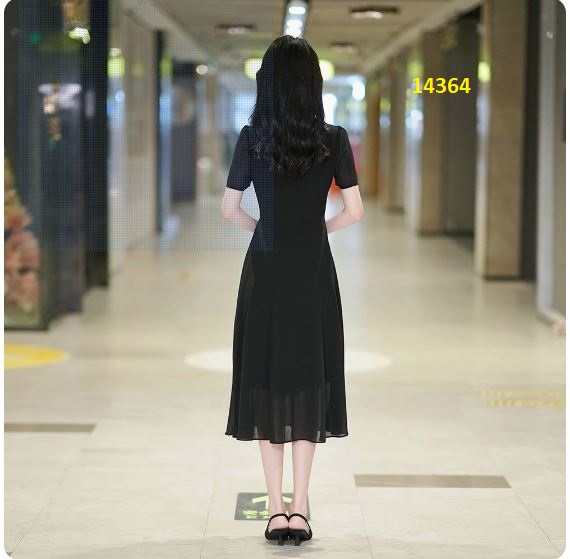 14364-Đầm voan xòe phối dập ly eo cách điệu _thumbnail_2