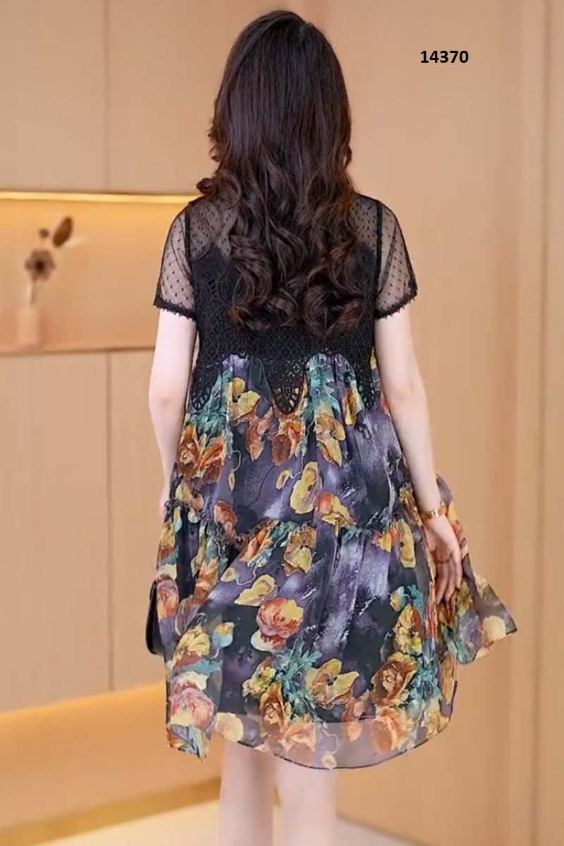 14370-Đầm suông hoa bèo tầng phối ren lưới đen _thumbnail_2